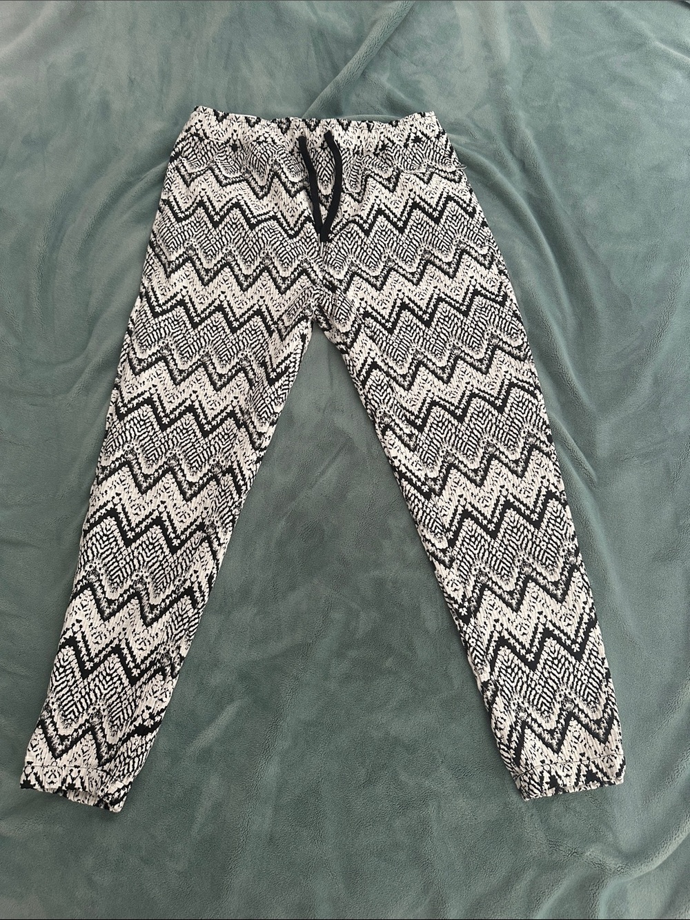 Zanerobe Black & White Zigzag Drawstring Sure Shot Joggers - New! Size 36